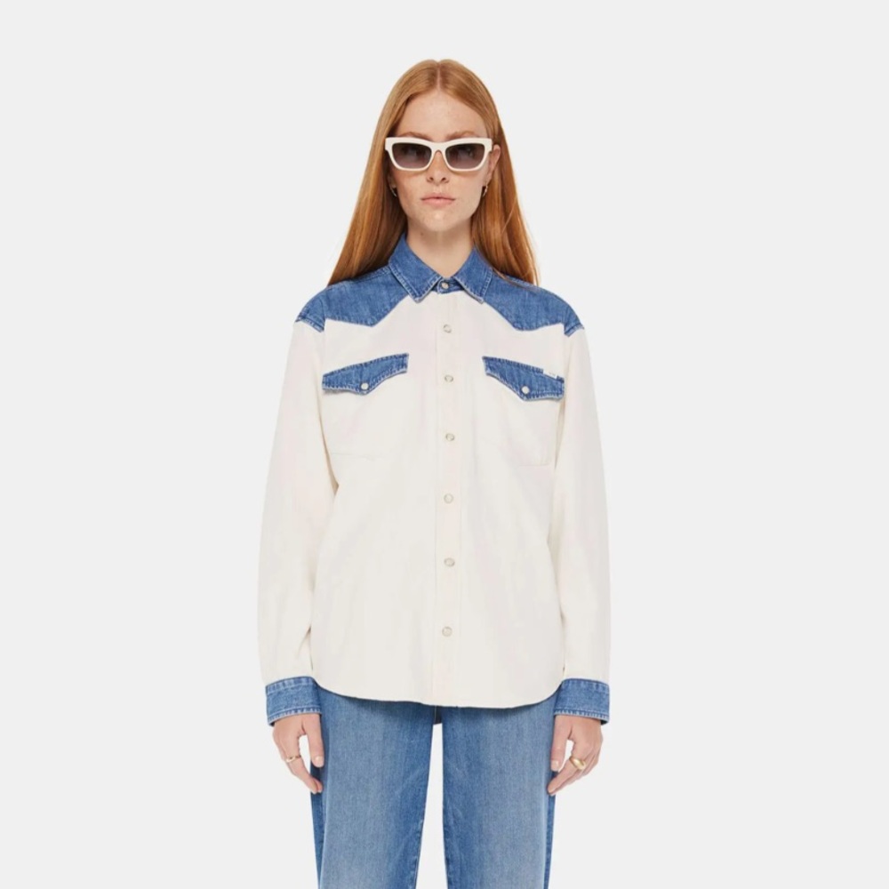MOTHER The Tycoon Cotton Denim Western Shirt NWOT